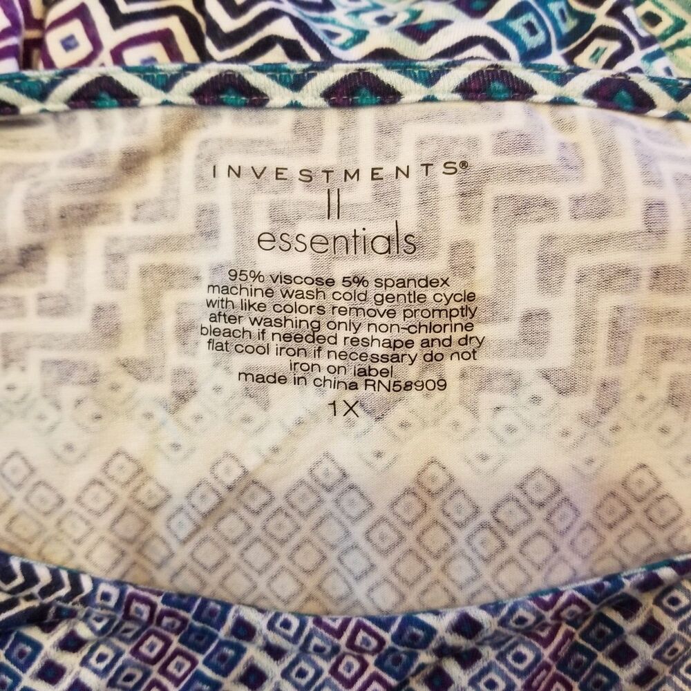 Women's Tunic Top Geometric Design Investment Essentials BOHO Plus Size 1X - Picture 5 of 5